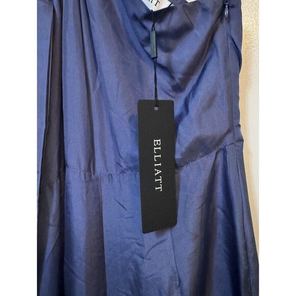 NWT Elliatt Anthropologie Waterside Blue Silk Jumpsuit One Shoulder Size Small - Picture 15 of 16